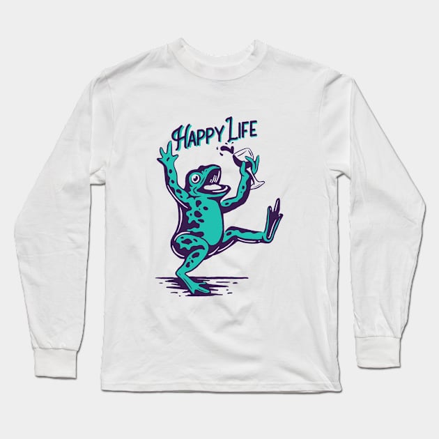 A frog who enjoys life Long Sleeve T-Shirt by giantplayful